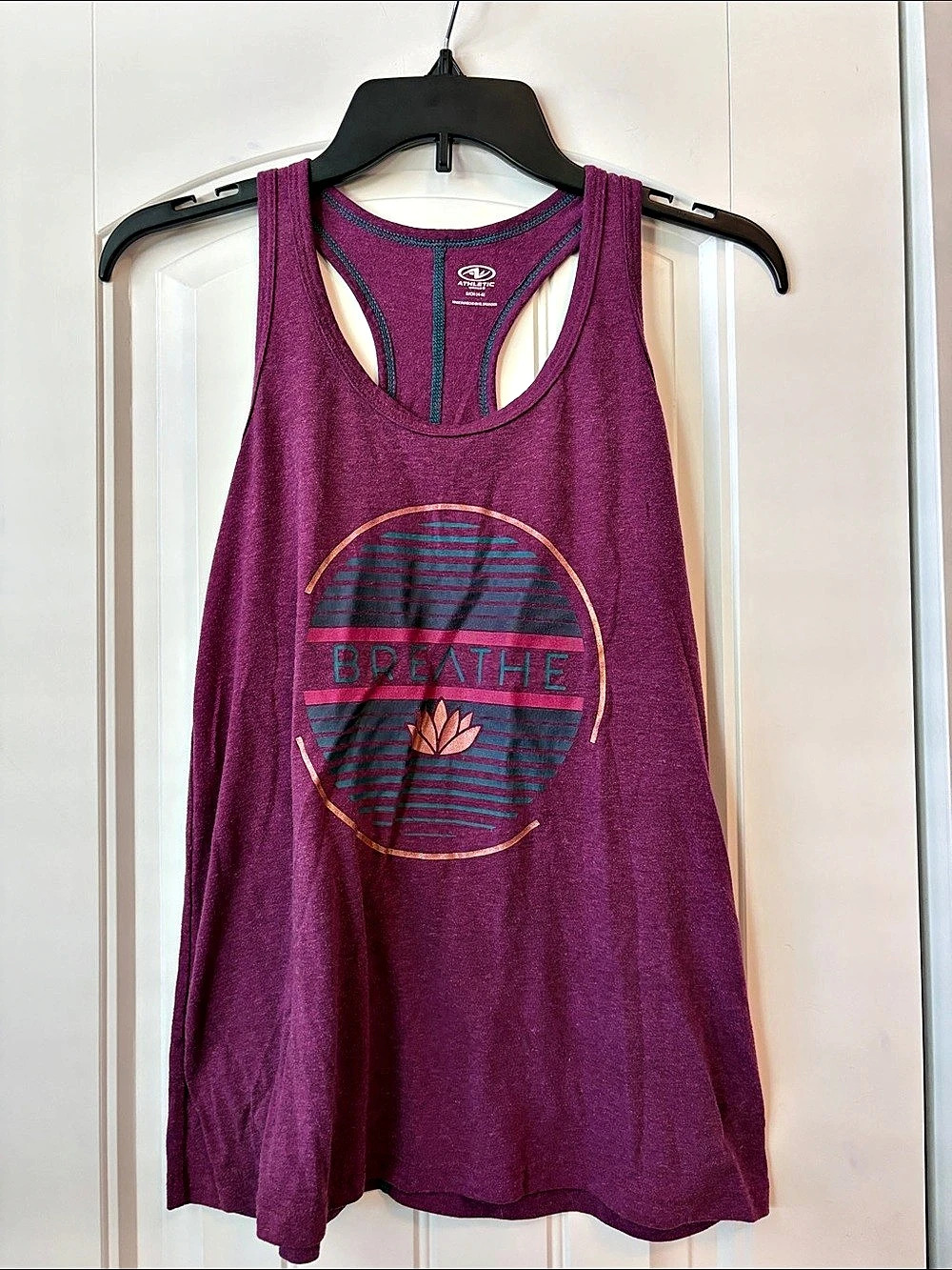 Athletic Works Breathe tank top Striped Athletic Tank in Purple and Blue Size Sm